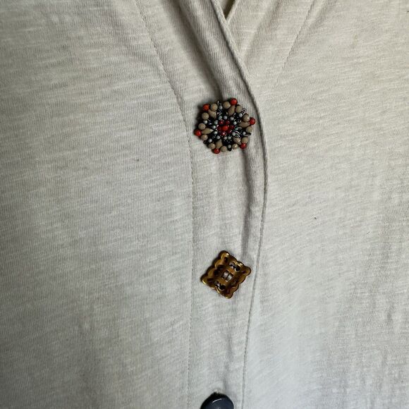 Soft Surroundings Tunic cotton knit Beige Oat top different unique buttons 1X - Picture 4 of 9